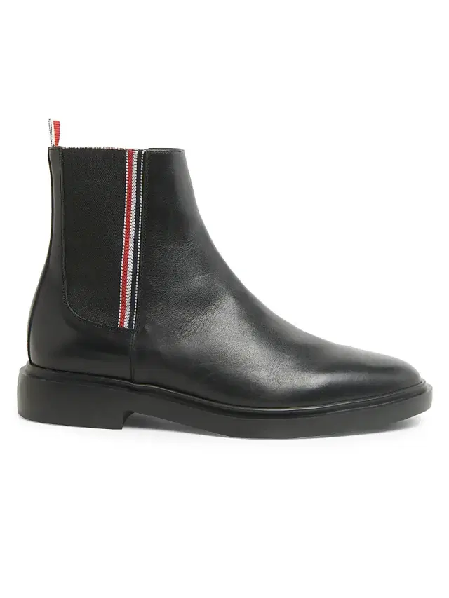 Men's Novelty Leather Chelsea Boots - Black