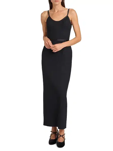 Thom Browne Women's Satin-Trim Wool Tank Maxi Dress | Thumbnail 2 Thom Browne Women's Satin-Trim Wool Tank Maxi Dress | Thumbnail 2