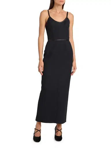 Thom Browne Women's Satin-Trim Wool Tank Maxi Dress | Thumbnail 3 Thom Browne Women's Satin-Trim Wool Tank Maxi Dress | Thumbnail 3