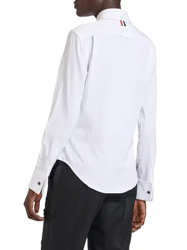 Thom Browne Women's Poplin Cotton Pleated Bib Shirt - White | Thumbnail 5 Thom Browne Women's Poplin Cotton Pleated Bib Shirt - White | Thumbnail 5
