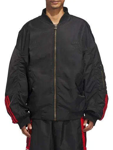 Adidas Men's x Willy Chavarria Satin Oversized Bomber Jacket - Black - Size Large | Thumbnail 4