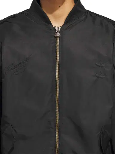 Adidas Men's x Willy Chavarria Satin Oversized Bomber Jacket - Black - Size Large | Thumbnail 6