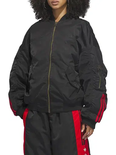 Adidas Men's x Willy Chavarria Satin Oversized Bomber Jacket - Black - Size Large | Thumbnail 8