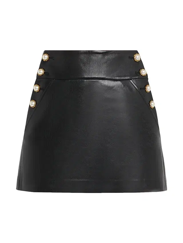 ALICE + OLIVIA Women's Donald Faux-Leather Miniskirt - Black