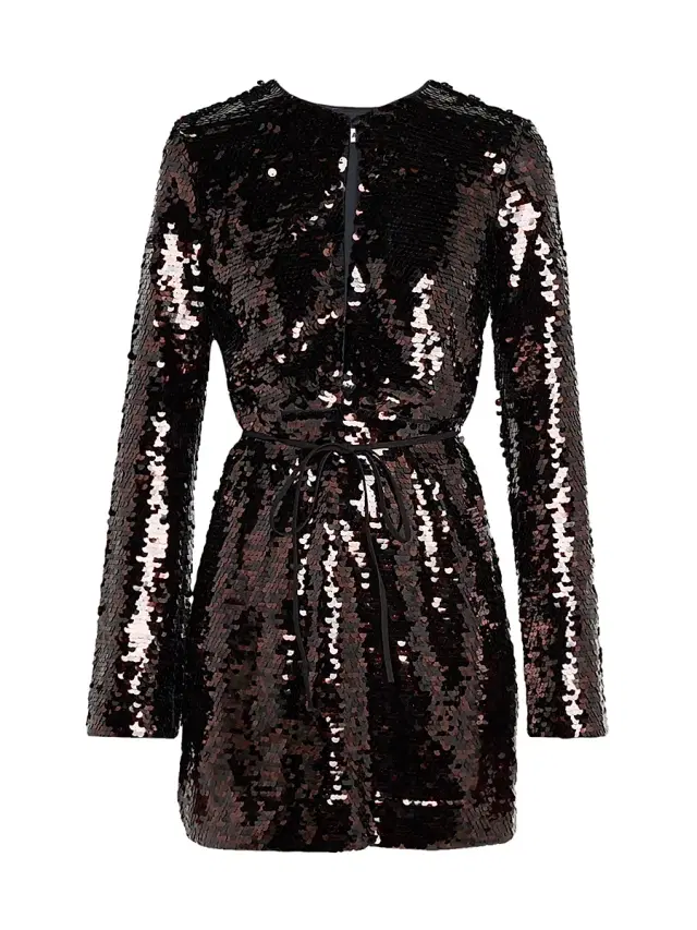 Staud Women's Fifi Sequined Tie-Waist Minidress - Espresso