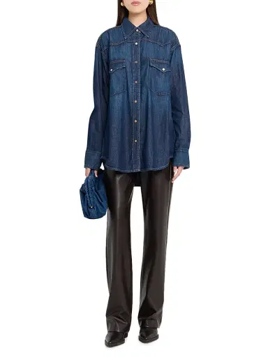 TWP Women's OG Ranchers Oversized Denim Shirt - Dark Wash - Size Medium | Thumbnail 2 TWP Women's OG Ranchers Oversized Denim Shirt - Dark Wash - Size Medium | Thumbnail 2