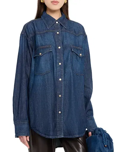 TWP Women's OG Ranchers Oversized Denim Shirt - Dark Wash - Size Medium | Thumbnail 3 TWP Women's OG Ranchers Oversized Denim Shirt - Dark Wash - Size Medium | Thumbnail 3