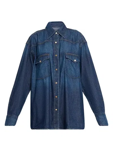 TWP Women's OG Ranchers Oversized Denim Shirt - Dark Wash - Size Medium | Thumbnail 1 TWP Women's OG Ranchers Oversized Denim Shirt - Dark Wash - Size Medium | Thumbnail 1