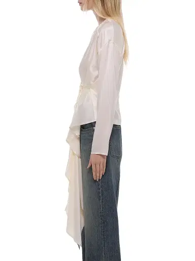 Helmut Lang Women's Scarf-Drape Silk Top - Ivory - Size Medium | Thumbnail 4
