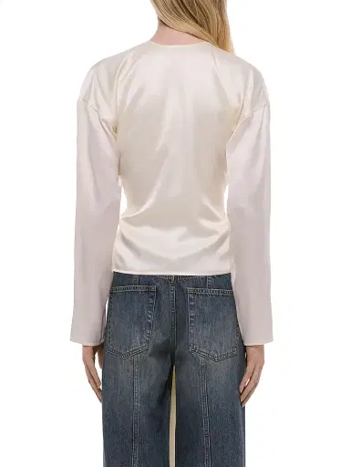 Helmut Lang Women's Scarf-Drape Silk Top - Ivory - Size Medium | Thumbnail 5
