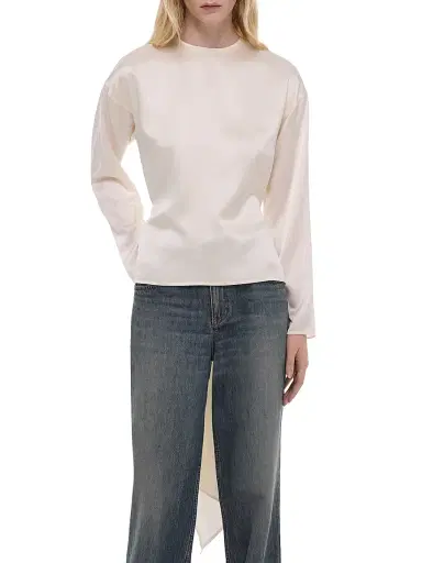 Helmut Lang Women's Scarf-Drape Silk Top - Ivory - Size Medium | Thumbnail 6