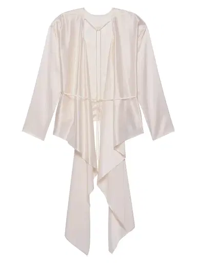 Helmut Lang Women's Scarf-Drape Silk Top - Ivory - Size Medium | Thumbnail 1