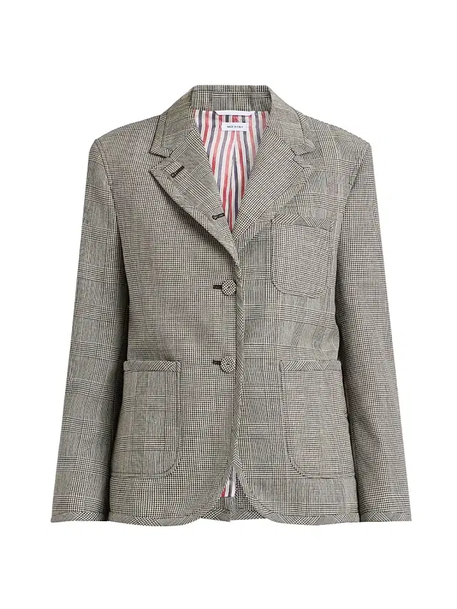 Thom Browne Women's Prince of Wales Check Wool Sport Coat - Black White