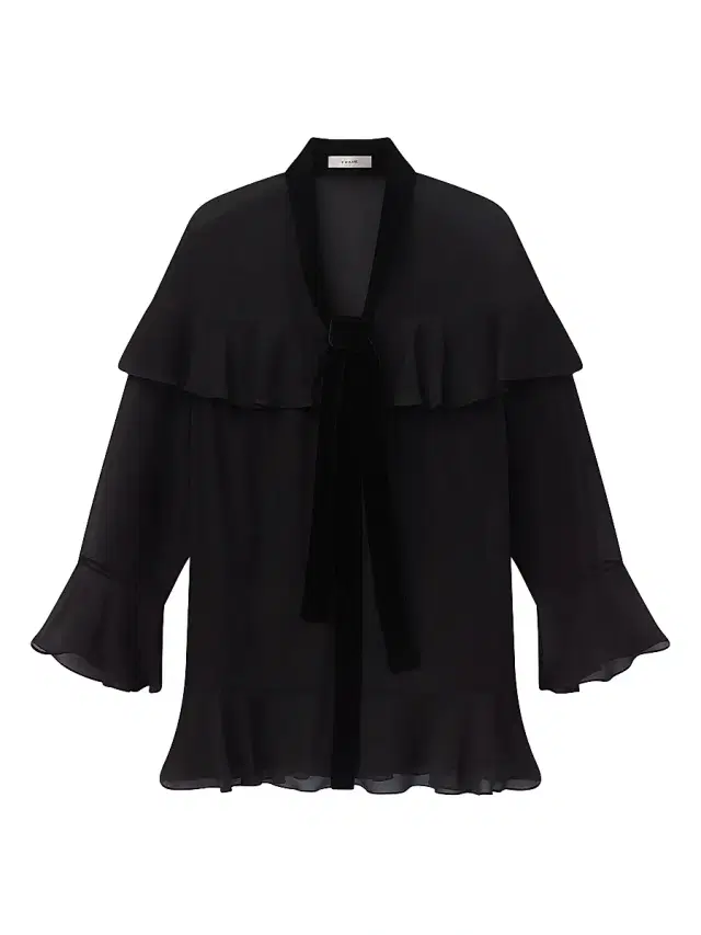FRAME Women's Ruffled Velvet-Trim Silk-Blend Minidress - Black