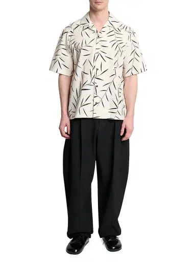 Jacquemus Men's Fonccio Printed Cotton Poplin Camp Shirt - White - Size 42 | Thumbnail 2