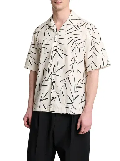 Jacquemus Men's Fonccio Printed Cotton Poplin Camp Shirt - White - Size 42 | Thumbnail 3