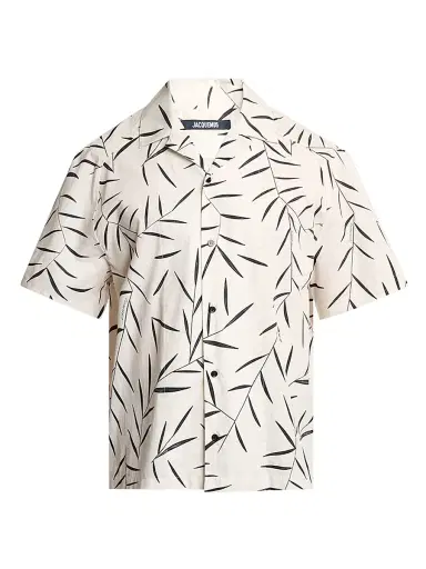 Jacquemus Men's Fonccio Printed Cotton Poplin Camp Shirt - White - Size 42 | Thumbnail 1