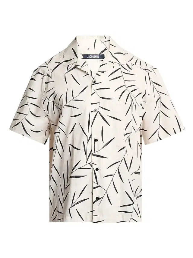 Men's Fonccio Printed Cotton Poplin Camp Shirt - White