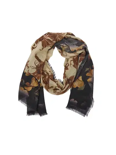 Dries Van Noten Men's Printed Wool Scarf - Beige | Thumbnail 2 Dries Van Noten Men's Printed Wool Scarf - Beige | Thumbnail 2