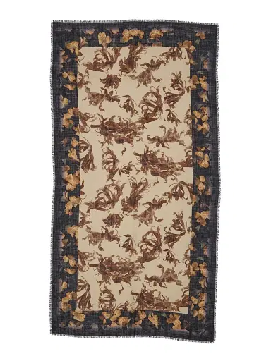 Dries Van Noten Men's Printed Wool Scarf - Beige | Thumbnail 1 Dries Van Noten Men's Printed Wool Scarf - Beige | Thumbnail 1