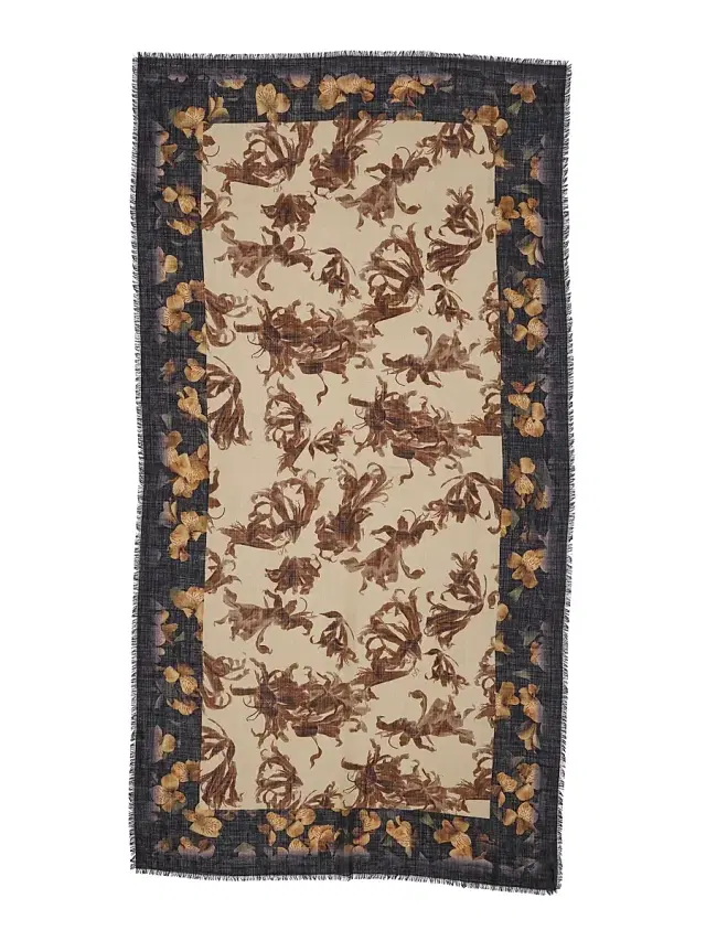 Dries Van Noten Men's Printed Wool Scarf - Beige