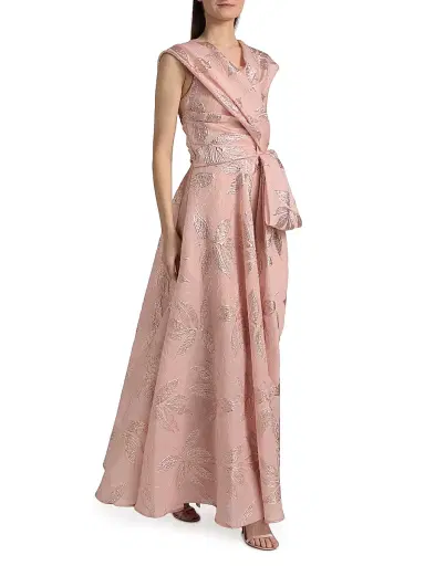 Talbot Runhof Women's Metallic Jacquard Gown - Marble - Size 4 | Thumbnail 2