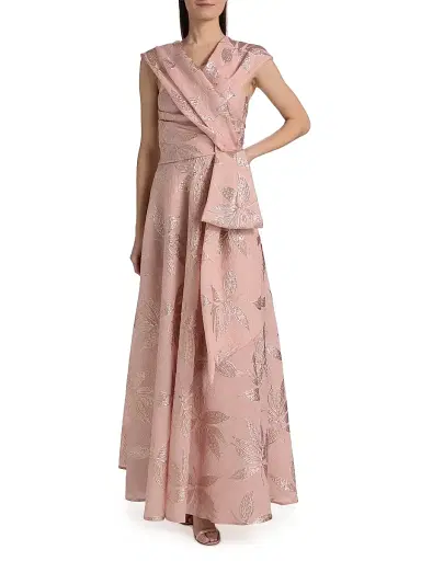 Talbot Runhof Women's Metallic Jacquard Gown - Marble - Size 4 | Thumbnail 3