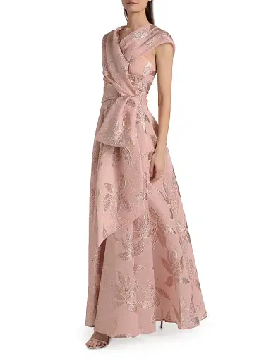 Talbot Runhof Women's Metallic Jacquard Gown - Marble - Size 4 | Thumbnail 4