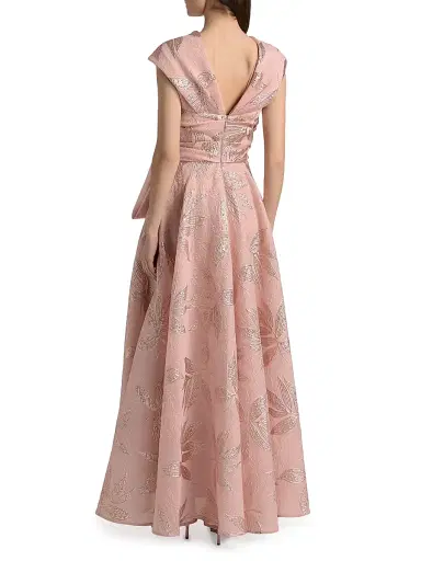 Talbot Runhof Women's Metallic Jacquard Gown - Marble - Size 4 | Thumbnail 5
