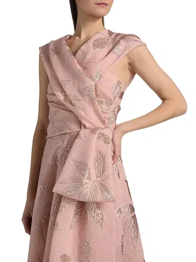 Talbot Runhof Women's Metallic Jacquard Gown - Marble - Size 4 | Thumbnail 6