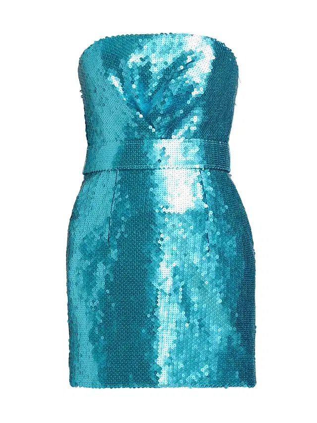 Women's Cloe Bandeau Sequined Minidress - Cerulean