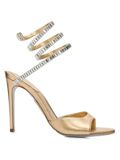 Rene Caovilla Women's 110MM Embellished Wrap Leather Sandals - Gold Lamb Crystal Strass | Thumbnail 1 Rene Caovilla Women's 110MM Embellished Wrap Leather Sandals - Gold Lamb Crystal Strass | Thumbnail 1