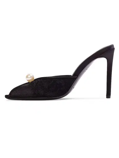 Black Suede Studio Women's Debby 0MM Mesh Mules - Black Mesh | Thumbnail 3