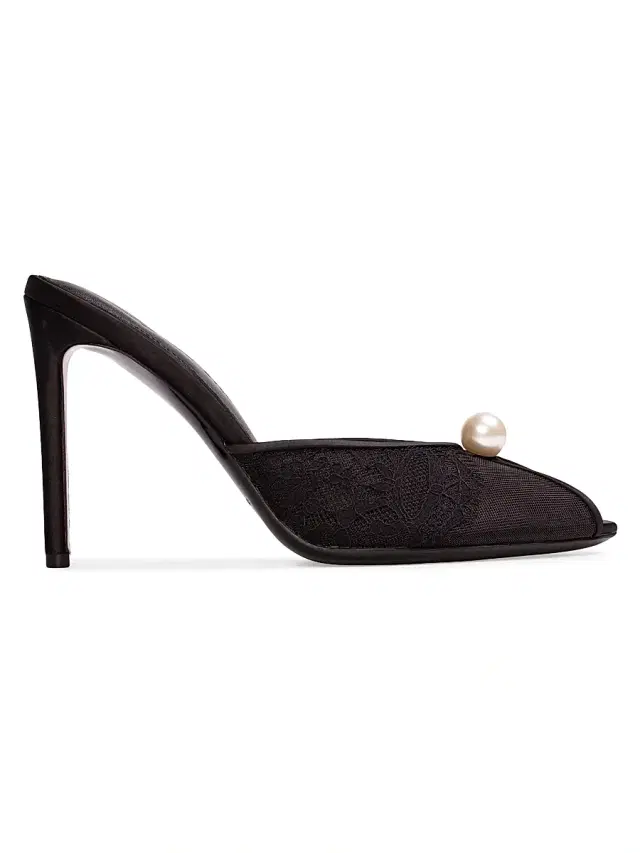 Black Suede Studio Women's Debby 100MM Mesh Mules - Black Mesh