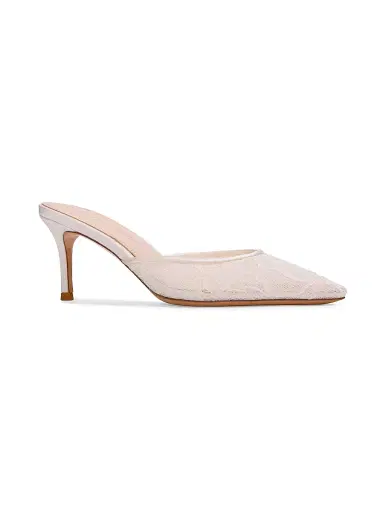Black Suede Studio Women's Jayla 70MM Lace Mules - White Floral Lace - Size 12 | Thumbnail 2