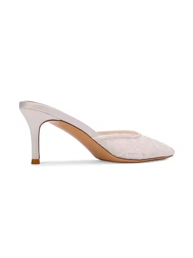 Black Suede Studio Women's Jayla 70MM Lace Mules - White Floral Lace - Size 12 | Thumbnail 4