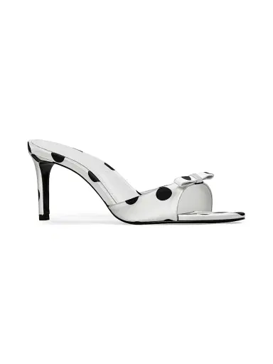 Black Suede Studio Women's Albie 65MM Polka Dot Mules - White Polka Dot | Thumbnail 2