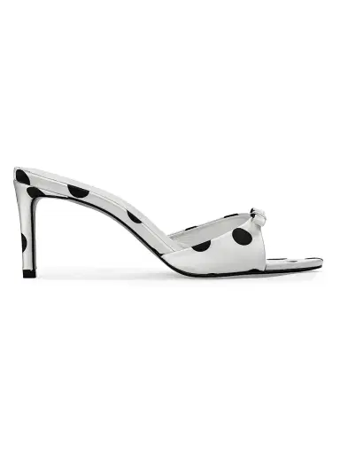 Black Suede Studio Women's Albie 65MM Polka Dot Mules - White Polka Dot | Thumbnail 1