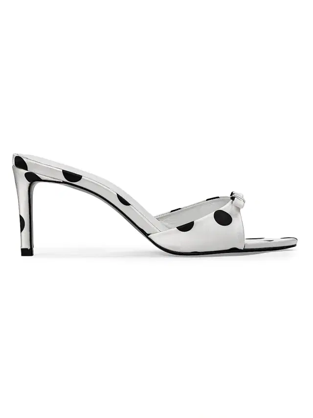 Black Suede Studio Women's Albie 65MM Polka Dot Mules - White Polka Dot