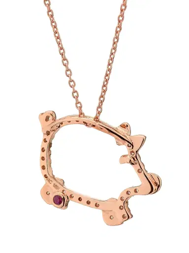 Roberto Coin Women's Tiny Treasures 18K Rose Gold & 0.15 TCW Diamond Pig Pendant Necklace - Pink Gold | Thumbnail 4