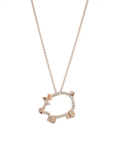 Roberto Coin Women's Tiny Treasures 18K Rose Gold & 0.15 TCW Diamond Pig Pendant Necklace - Pink Gold | Thumbnail 1