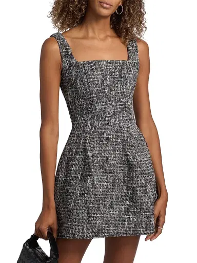 Mariandree Gaitan Women's Frida Tweed Fit-&-Flare Minidress - Marble Gray - Size Medium | Thumbnail 3 Mariandree Gaitan Women's Frida Tweed Fit-&-Flare Minidress - Marble Gray - Size Medium | Thumbnail 3