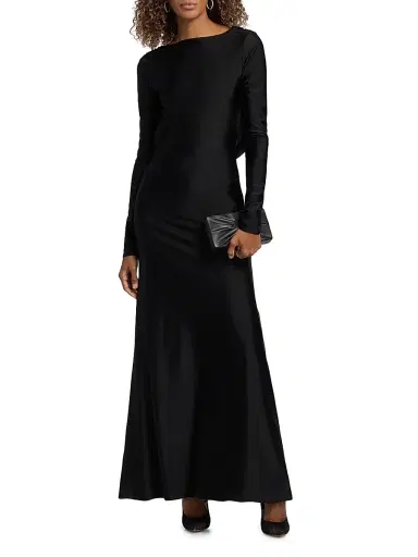Mariandree Gaitan Women's Naomi Draped Cowl-Back Floor-Length Gown - Black - Size Small | Thumbnail 3 Mariandree Gaitan Women's Naomi Draped Cowl-Back Floor-Length Gown - Black - Size Small | Thumbnail 3