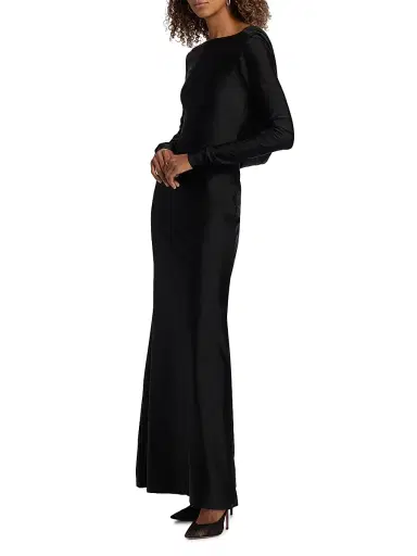 Mariandree Gaitan Women's Naomi Draped Cowl-Back Floor-Length Gown - Black - Size Small | Thumbnail 4 Mariandree Gaitan Women's Naomi Draped Cowl-Back Floor-Length Gown - Black - Size Small | Thumbnail 4