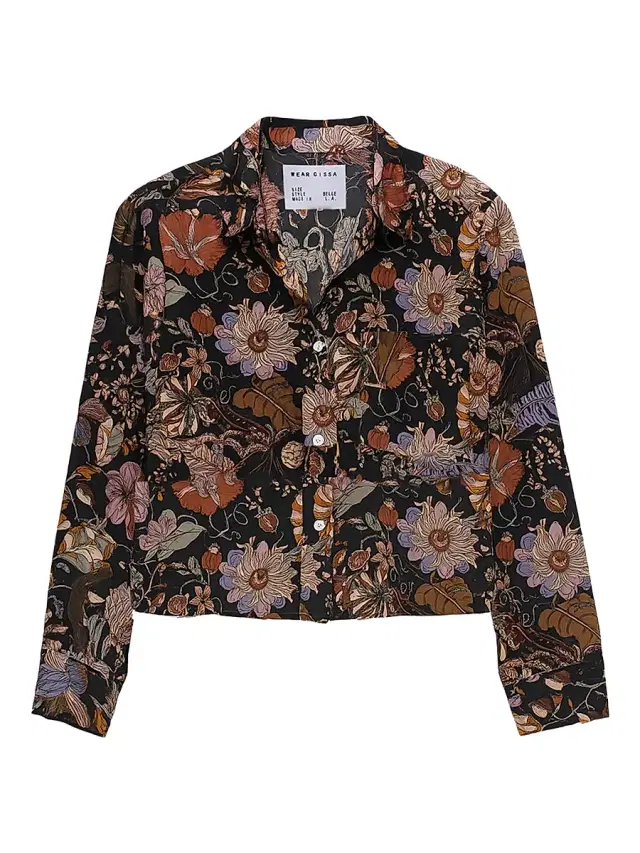 CISSA Women's The Belle Floral Button-Front Shirt - Midnight