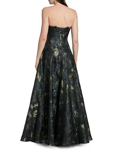 Rene Ruiz Collection Women's Floral-Appliqué Brocade Sweetheart Gown - Sage Pewter | Thumbnail 5