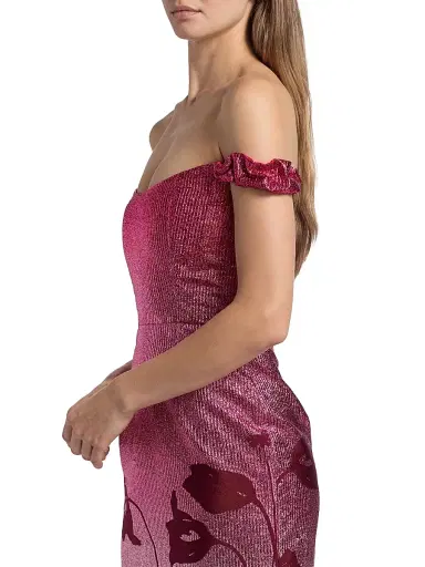 Markarian Women's Amina Floral Metallic Ombre Off-The-Shoulder Midi-Dress | Thumbnail 6 Markarian Women's Amina Floral Metallic Ombre Off-The-Shoulder Midi-Dress | Thumbnail 6