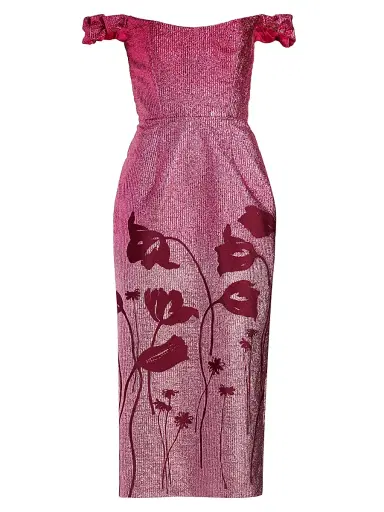 Markarian Women's Amina Floral Metallic Ombre Off-The-Shoulder Midi-Dress | Thumbnail 1 Markarian Women's Amina Floral Metallic Ombre Off-The-Shoulder Midi-Dress | Thumbnail 1