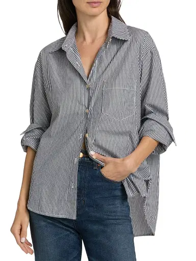 Jamie Haller Women's The Weekend Cotton Shirt - Black Stripe | Thumbnail 3