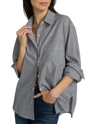 Jamie Haller Women's The Weekend Cotton Shirt - Black Stripe | Thumbnail 6